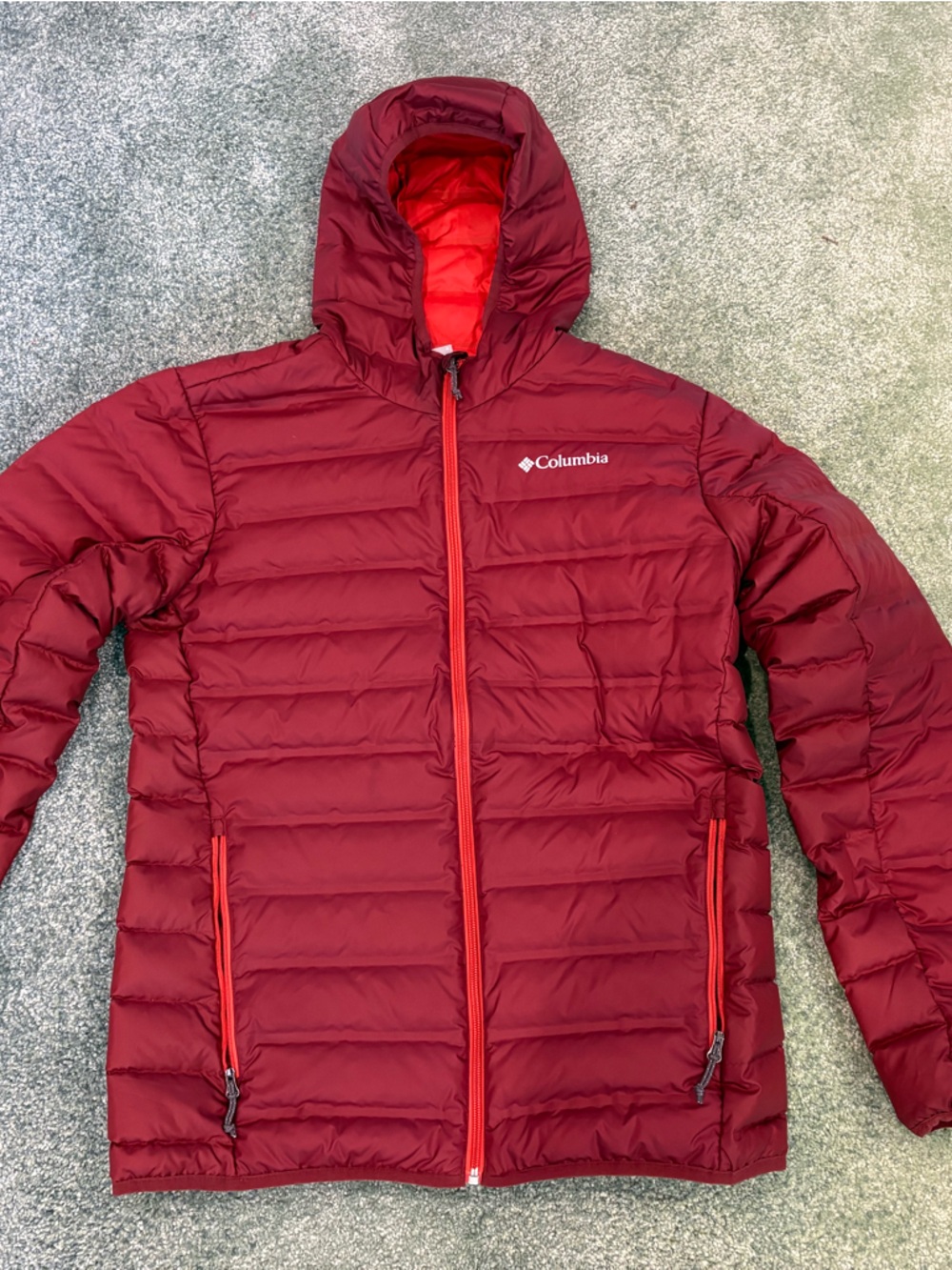 Columbia Men's Dark Red Hooded Quilted Puffer Jacket